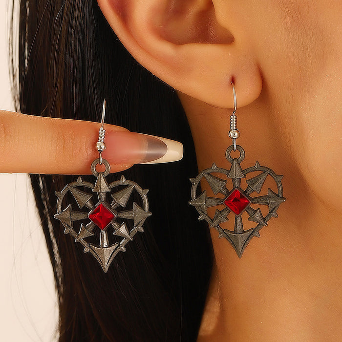 Wholesale Red Stone Heart Earrings Women's Retro Halloween Love Earrings
