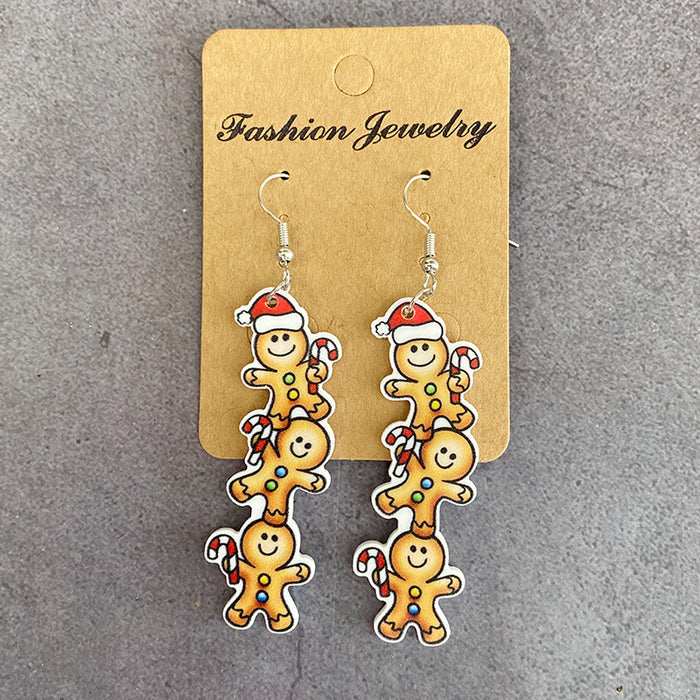 Wholesale Christmas acrylic earrings snowman Pancake Man long festival cute earrings fashion earrings gift supply