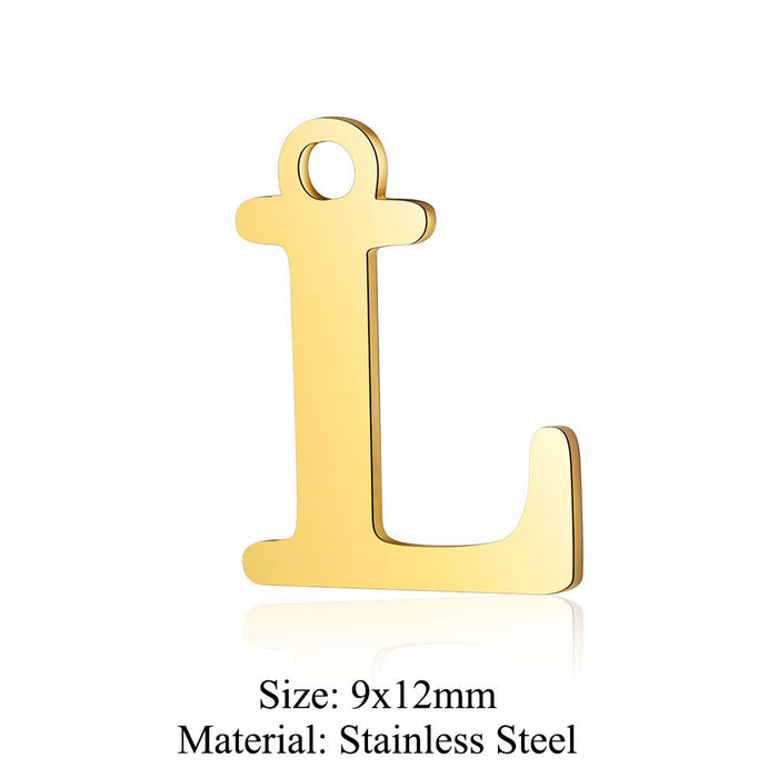 Wholesale 5 Pcs Titanium Steel Letter 26 Gold Capital English Letter Pendants JDC-PT-QZ001