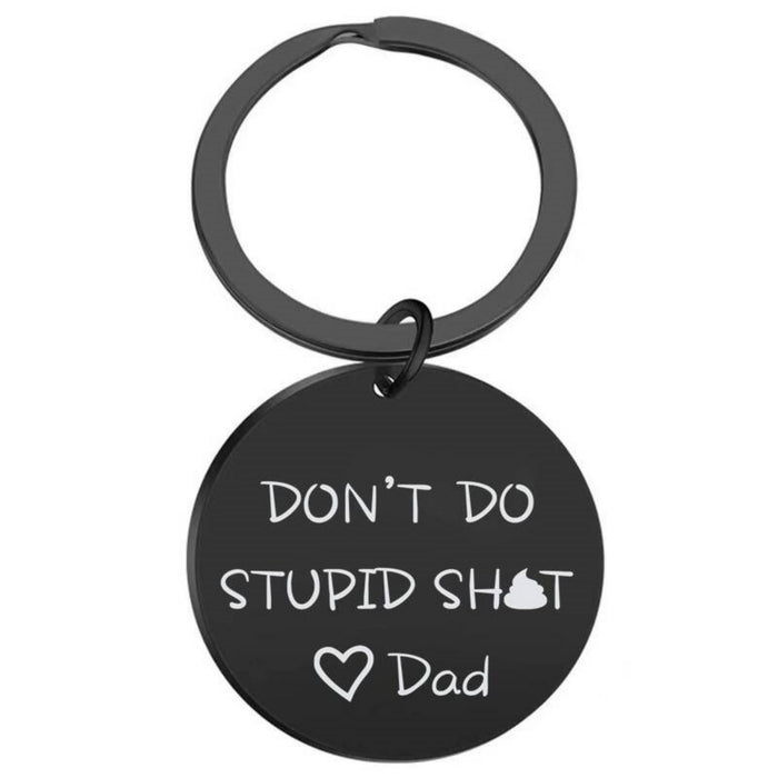 Wholesale Father's Day Mother's Day Round Engraved Stainless Steel Keychain JDC-KC-HuiWen021