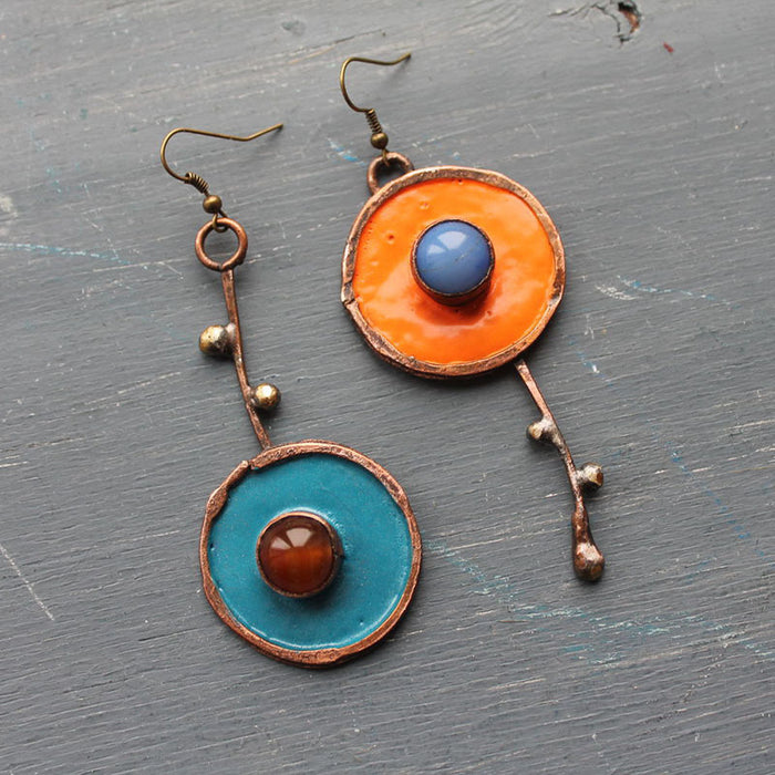 Wholesale Asymmetrical Graffiti-Style Antique Copper Earrings