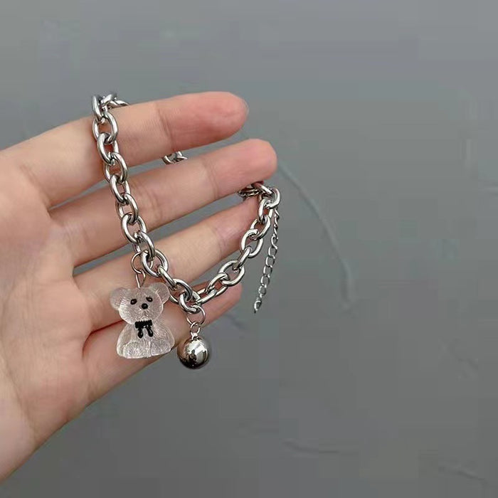 Wholesale Transparent Three-dimensional Tie Teddy Bear Bracelet JDC-BT-Baiyue002