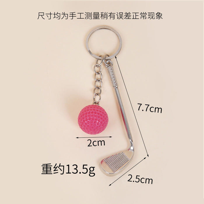 Wholesale Metal Golf Ball And Club Keychain Bag Charm Stylish Couple Gift Car Key Accessory MOQ≥2