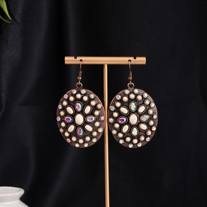 Wholesale Turquoise Flower Pendant Bohemian Ethnic Style Earrings