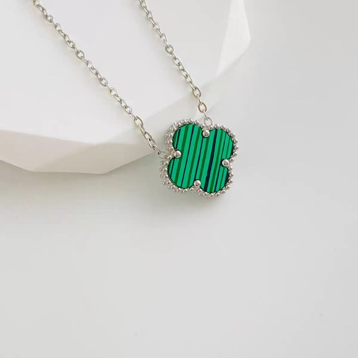 Wholesale Double sided golden clover necklace, light luxury titanium steel, non fading accessory, simple temperament, women's collarbone chain