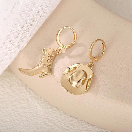 Wholesale Retro Western Cowboy Boots Hat Pendant Earrings Women' s Fashion Personality Earrings