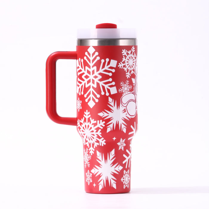 Wholesale Creative Christmas Design 40oz Insulated Car Cup with Handle 304 Stainless Steel Beverage Tumbler MOQ≥2
