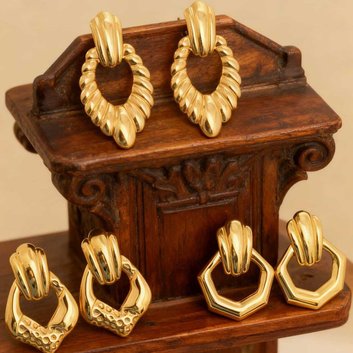 Wholesale Retro Metal Geometric Earrings Accessible  Women's Jewelry