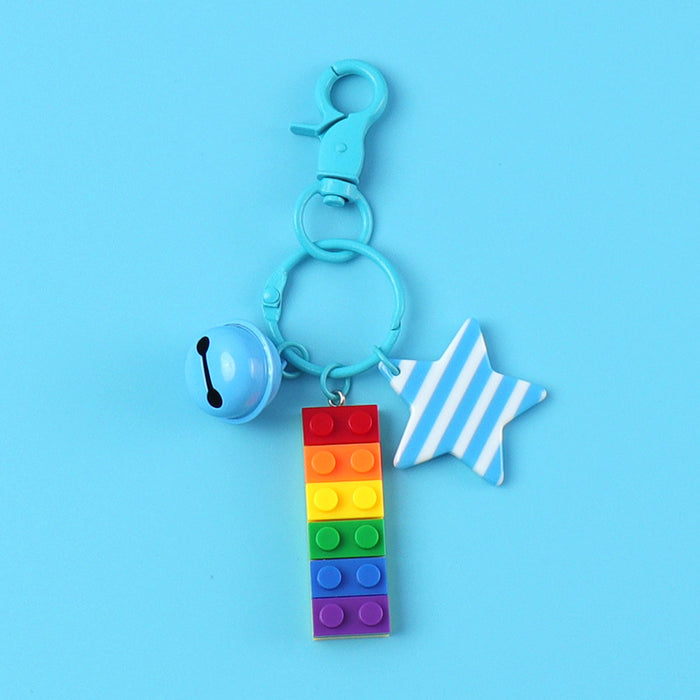 Wholesale Plastic Rainbow Building Block Keychain JDC-KC-CYa012