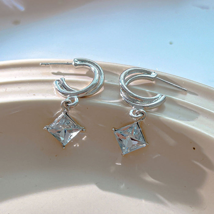 Wholesale Rhombus Zircon Alloy Earrings JDC-ES-HZS006