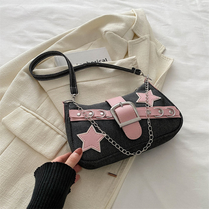 Wholesale Trendy and Sexy Casual Denim Chain Handheld Single Shoulder Underarm Bag