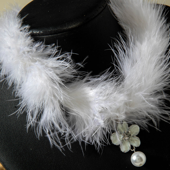 Wholesale Sweet Christmas Pearl Pendant Plush Necklace Stylish Fashion Jewelry MOQ≥2