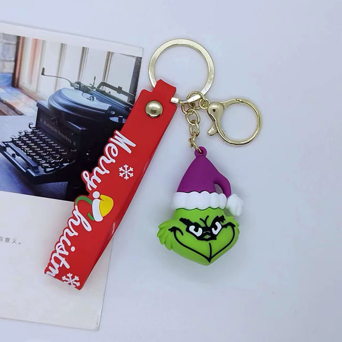 Wholesale cartoon Christmas hat clown keychain pendant bag car key chain accessories gift