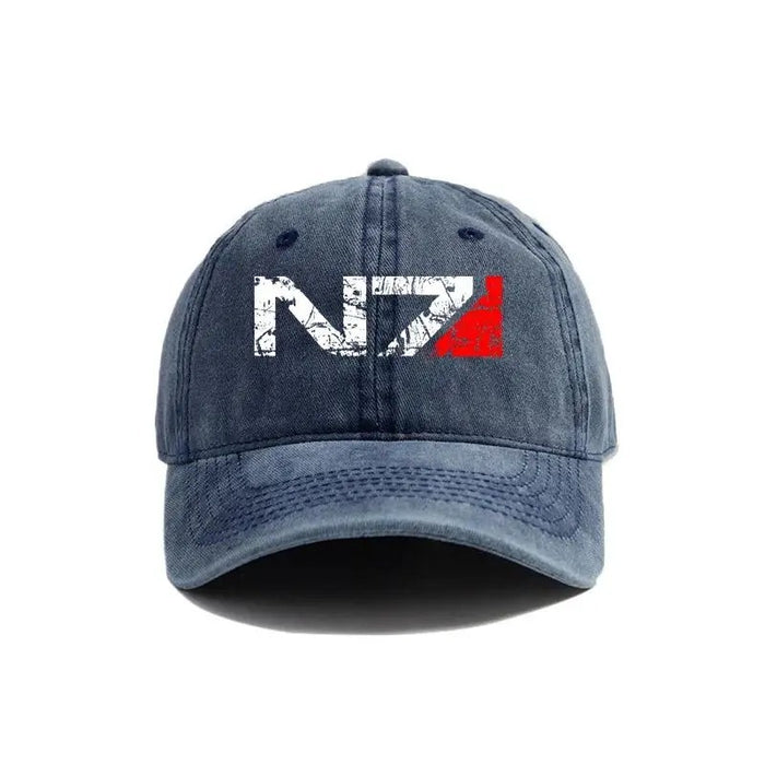 Wholesale Vintage Distressed Baseball Cap Mass Effect N7 Logo Adjustable Curved Brim For Summer