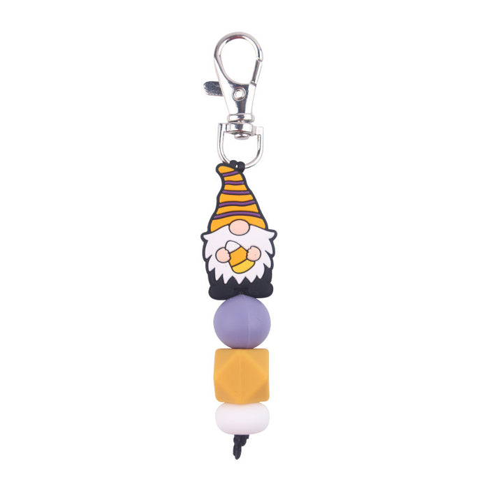 Wholesale Cartoon Santa Claus Silicone Bead Keychain JDC-KC-GuangTian035