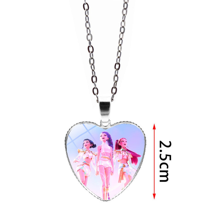 Wholesale Anime Cartoon Heart Peach Pendant Sweater Chain Necklace Accessory