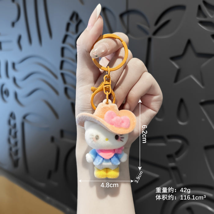 Wholesale Chef Cat Flocked Keychain Bag Charm Car Key Accessory MOQ≥2