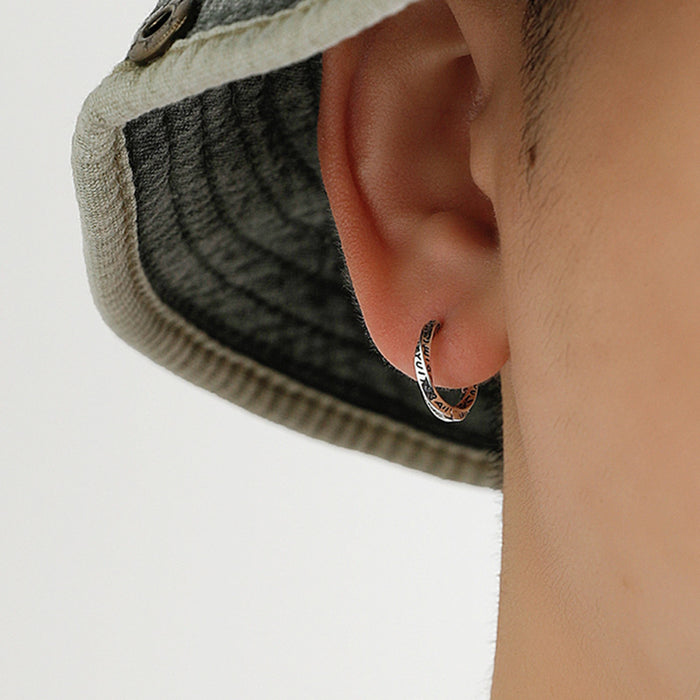 Wholesale  925 silver needle earrings men's retro earrings