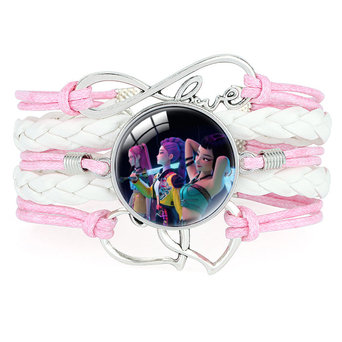 Wholesale KPOP Multi-layered Color-blocked Anime Character Crystal Bracelet