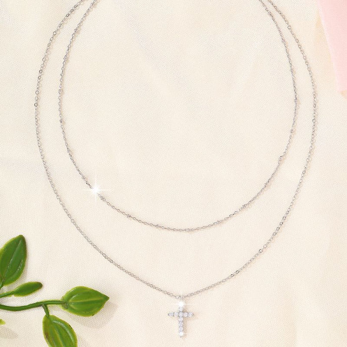 Wholesale Zircon Cross Clavicle Chain Necklace for Women, Personalized Necklace