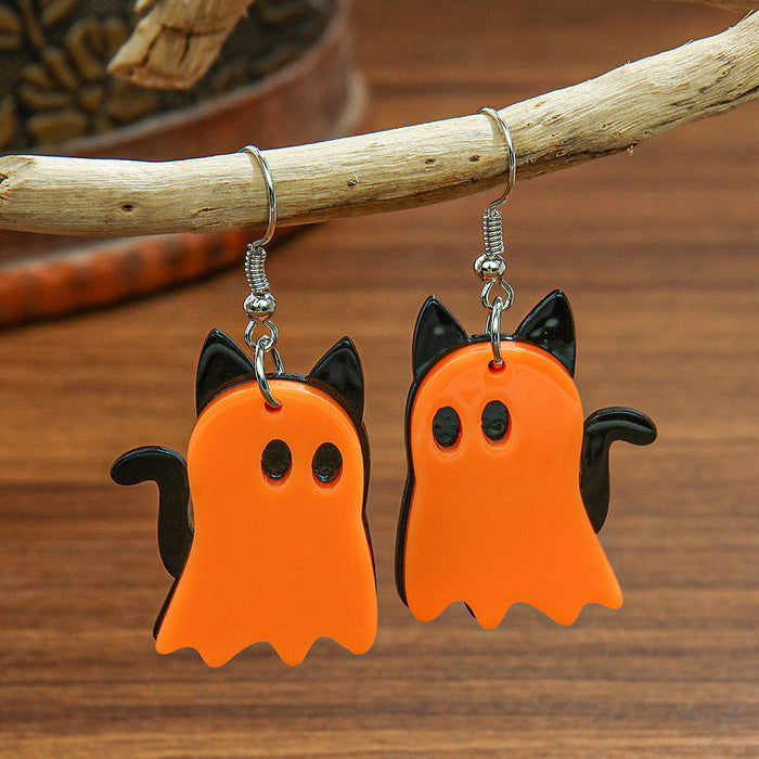 Wholesale  series acrylic earrings orange purple ghost cat earrings small simple style earrings