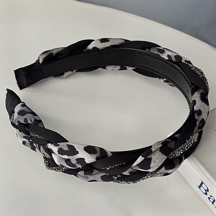 Wholesale Leopard Satin Twist Hair Band Wide-brimmed Hair Pin High-end