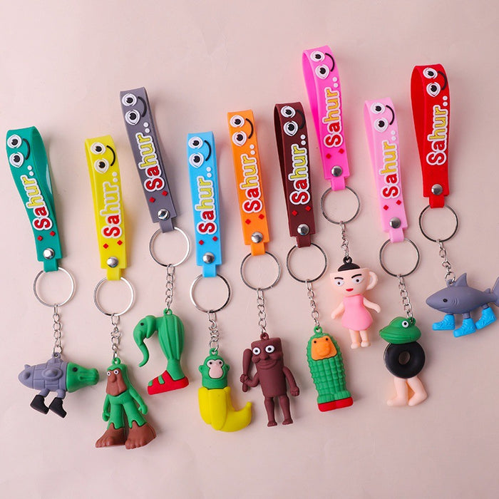 Wholesale Keychain Pendant Abstract Funny Wooden Stick People' s PVC Pendant