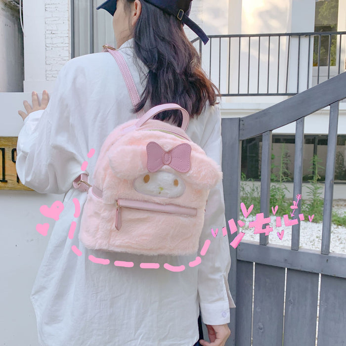 Wholesale Cartoon White Dog Plush Backpack Cute Big-Eared Dog Pink Rabbit