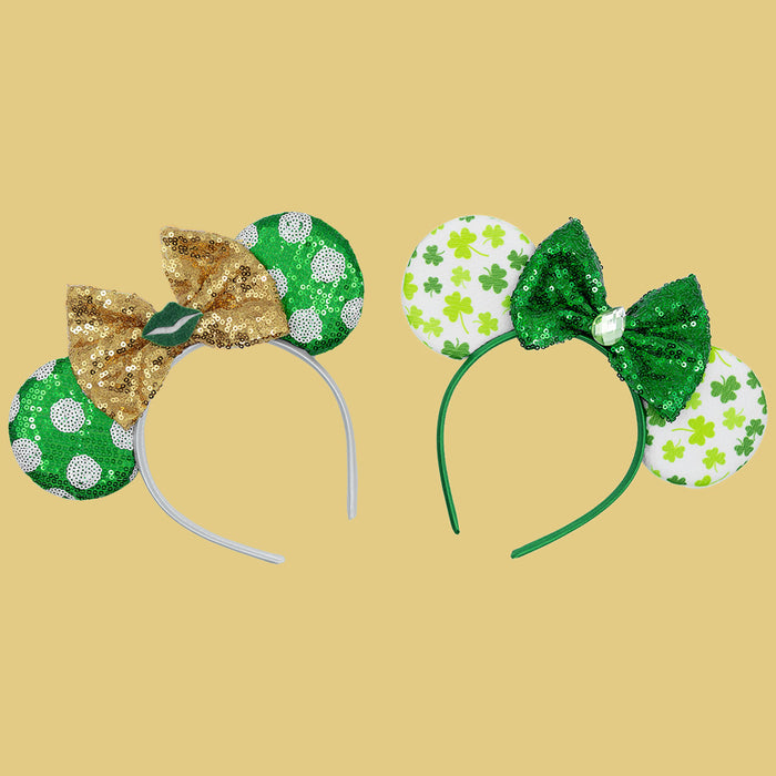 Wholesale Irish Festival Sequin Clover Hair Hoops JDC-HD-Lanju003