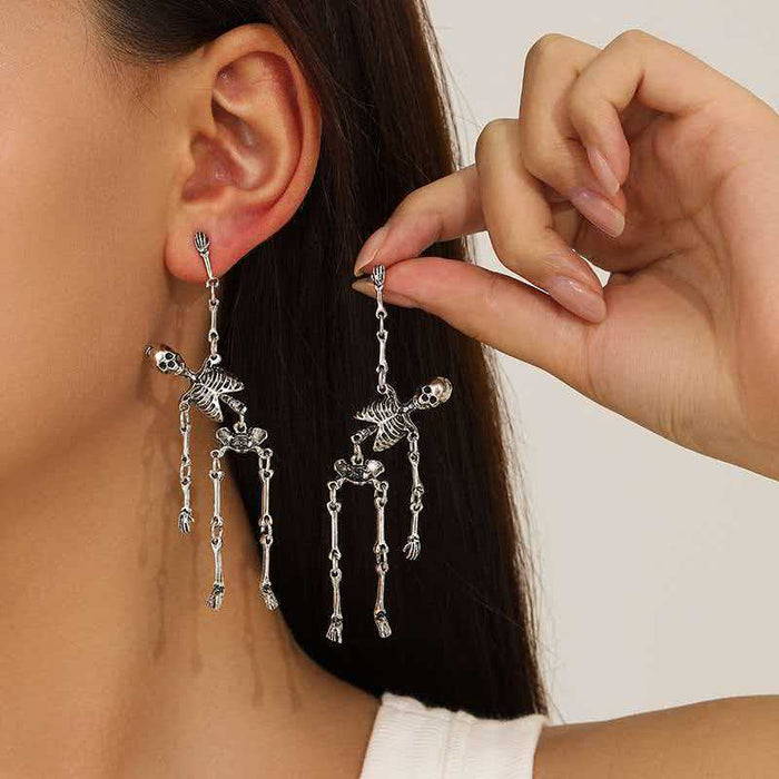 Wholesale  Skeleton Earrings Gold Zinc Alloy Movable Design Fashion Jewelry Accessory For Women