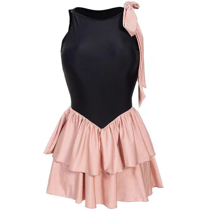 Wholesale Swimsuit Women's one-piece skirt-style conservative belly-covering slimming small chest strap hot spring swimsuit