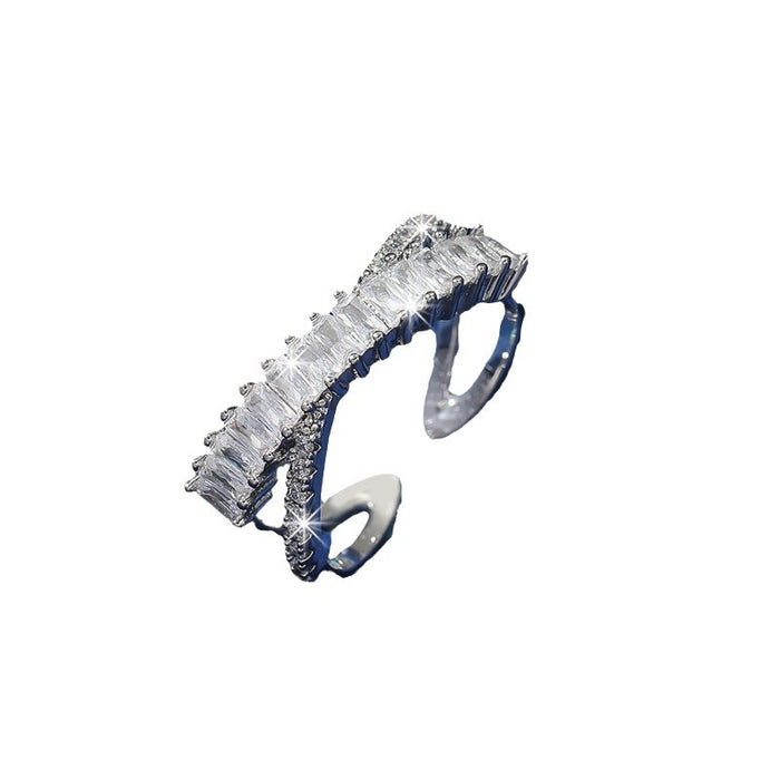 Wholesale Women's niche ring design, light luxury cross diamond zircon open ring, versatile ring