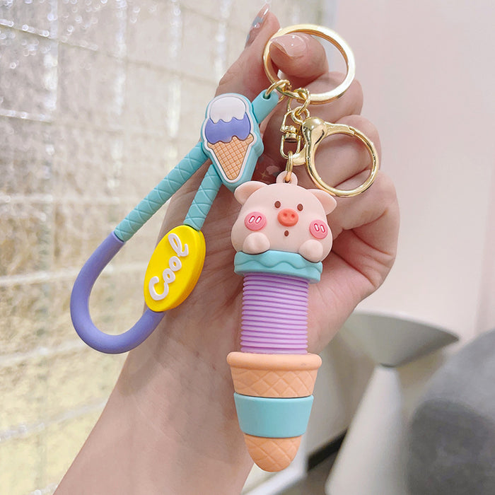 Wholesale Ice Cream Animal Plastic Keychain JDC-KC-ShuoT017