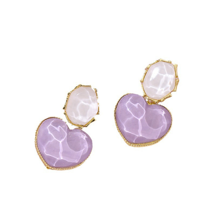 Wholesale Blue contrasting water ripple heart design earrings