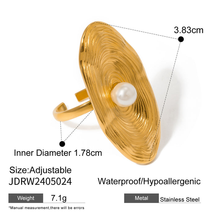 Wholesale Irregular design stainless steel gold pearl ring