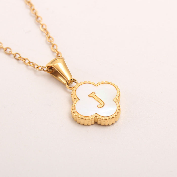 Wholesale gold-plated letter necklace women four-leaf letter pendant necklace jewelry