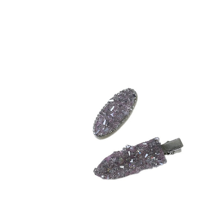 Wholesale Full Diamond Light Amethyst Hairpin Elegant Side Bangs Clip Duckbill Clip Hairpin