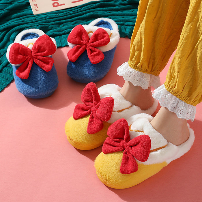 Wholesale Winter Cartoon Cute Warm Bow Fur Slippers JDC-SP-JiaH005