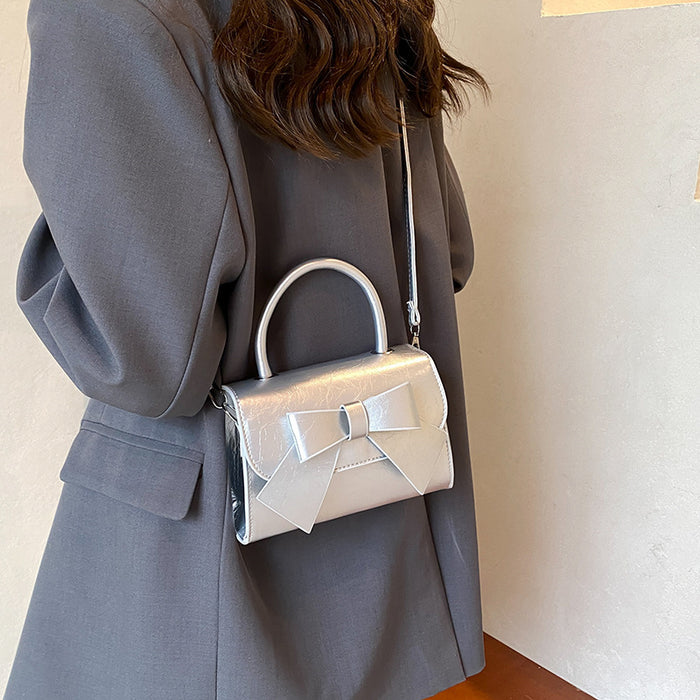 Wholesale New casual, personalized, fashionable bow shoulder bag, hand-held small square bag, minimalist crossbody bag