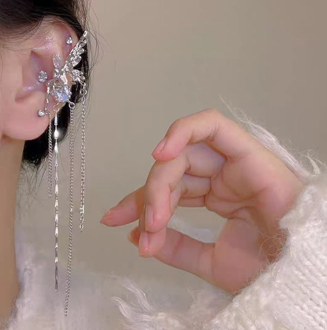 Wholesale Exquisite elf Ear Clip Long Style Tassel Earless Hole Ear Bone Clip Personalized Niche Angel Earrings Ear Clip