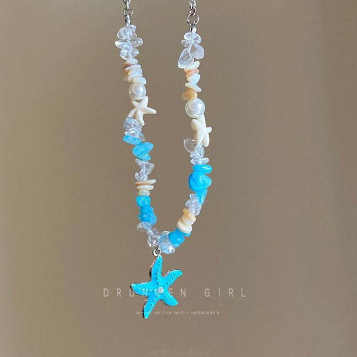 Wholesale Starfish Seashell Necklace Summer Vacation Collarbone Chain