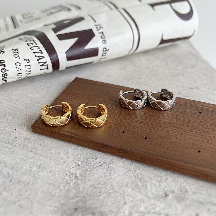 Wholesale Diamond pattern cross earrings personalized gold and silver earrings for female internet celebrities