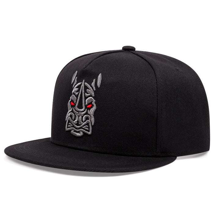 Wholesale Fashionable animal embroidery flat brimmed hat, sun hat with adjustable duckbill cap, baseball cap