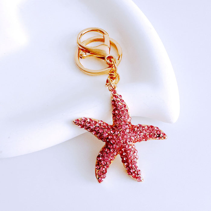 Wholesale Rhinestone Starfish Zinc Alloy Keychain JDC-KC-ZhanLun020