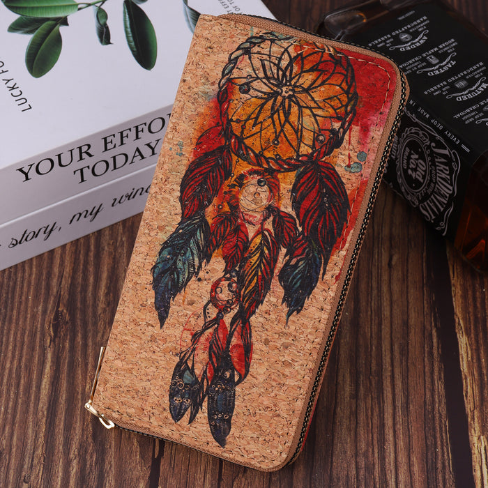 Wholesale PU Dream Catcher Feather Wind Chime Pattern Coin Purse JDC-WT-HuLi007