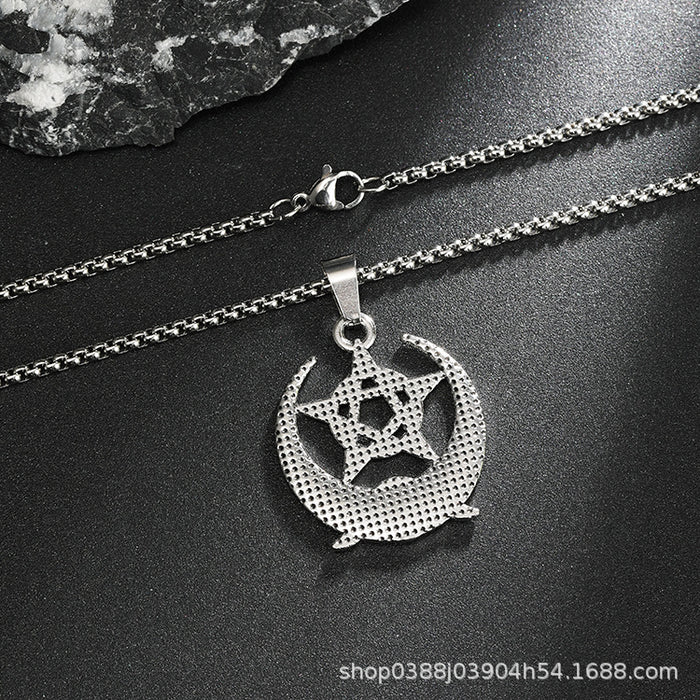 Wholesale Stainless Steel Star Moon Pendant Tarot Card Star Moon Necklace Jewelry for Men