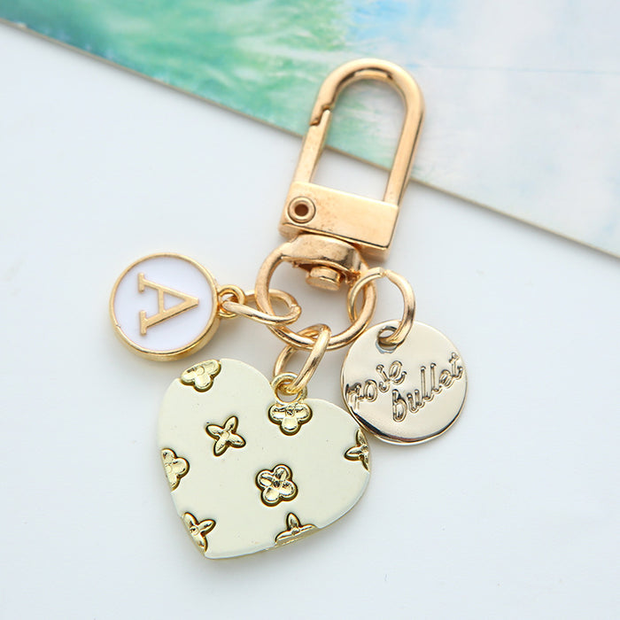 Wholesale Love Letter Round Plate Alloy Keychain JDC-KC-JRen005