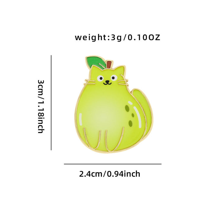 Wholesale Cartoon cute cat badge creative fruit cherry animal badge metal brooch clothing bag jewelry accessories