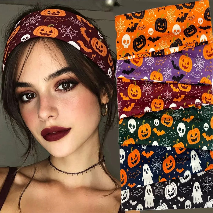 Wholesale  Women S Cute Pumpkin Ghost Print Elastic Headband Party Accessory
