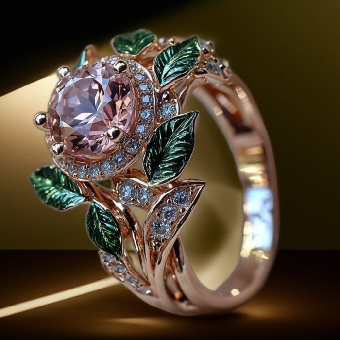 Wholesale Bright pink zircon droplet ring